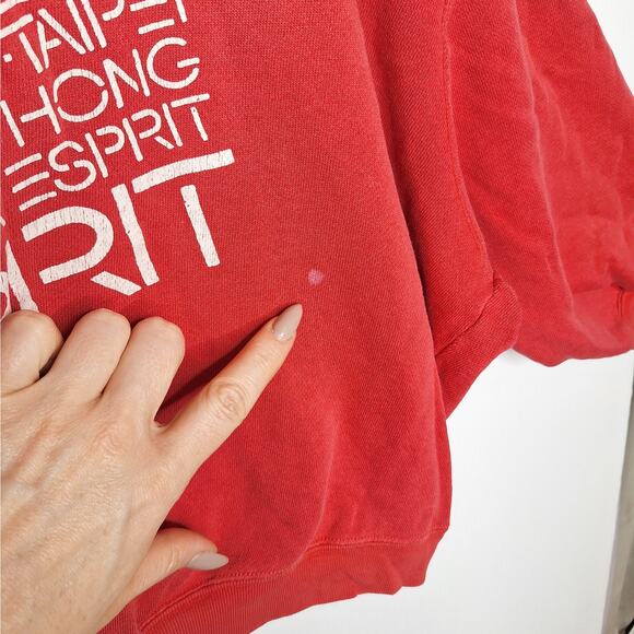 Vintage 80s 90s Espirit Cropped Sweatshirt Women Medium Logo Boxy Balloon Sleeve - Picture 5 of 9